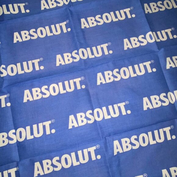 NEW Blue White 90s Style Absolut Vodka Collector's Promo Bandana 21x21" - Picture 4 of 4